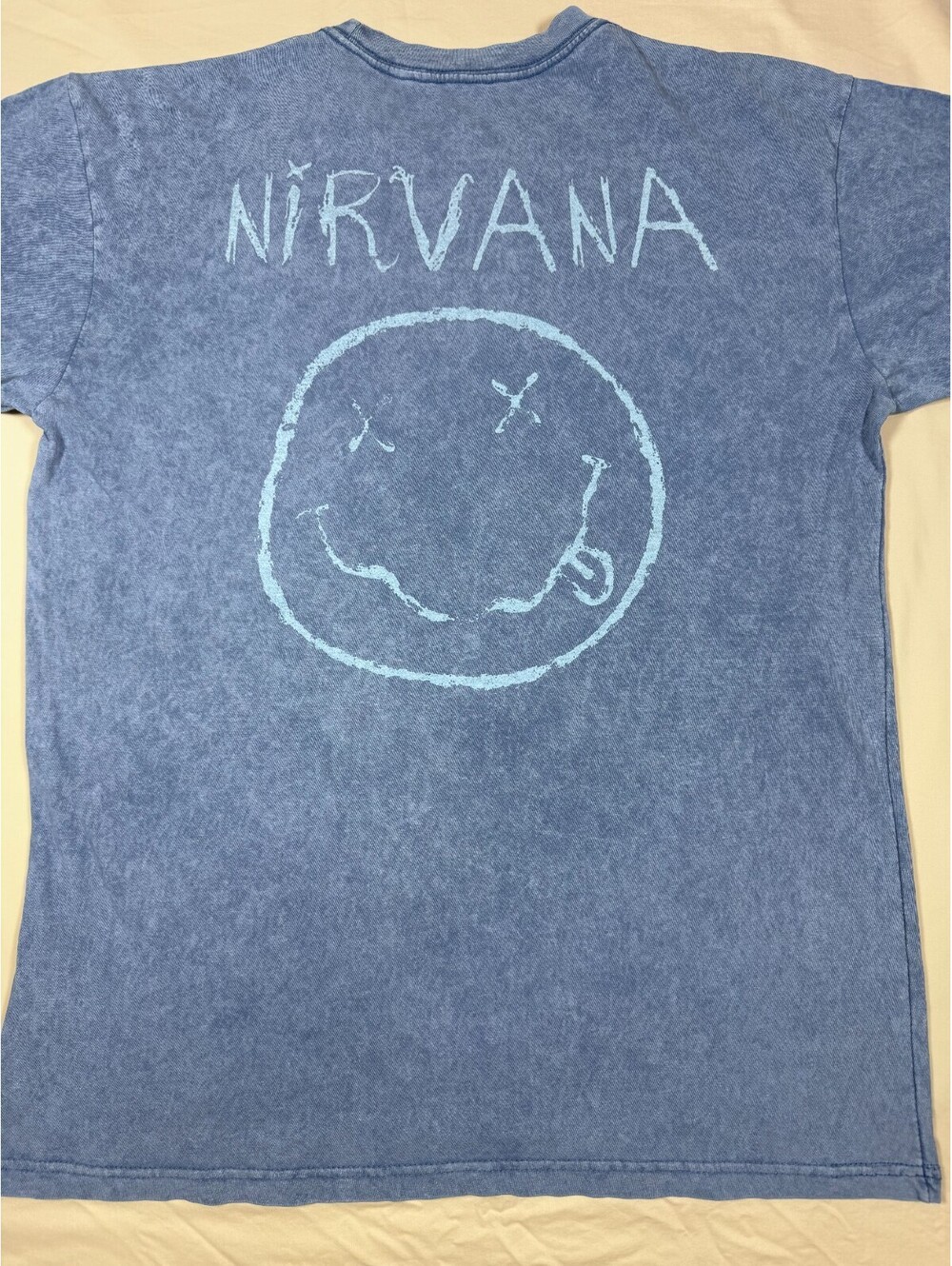 Men's Nirvana Short Sleeve T-Shirt Large Light Blue Vintage Wash